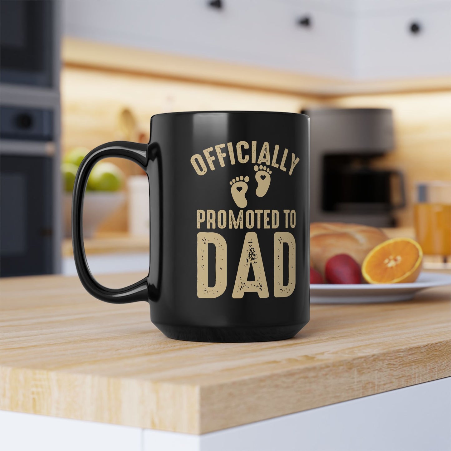 Officially Promoted to Dad Black Coffee Mug