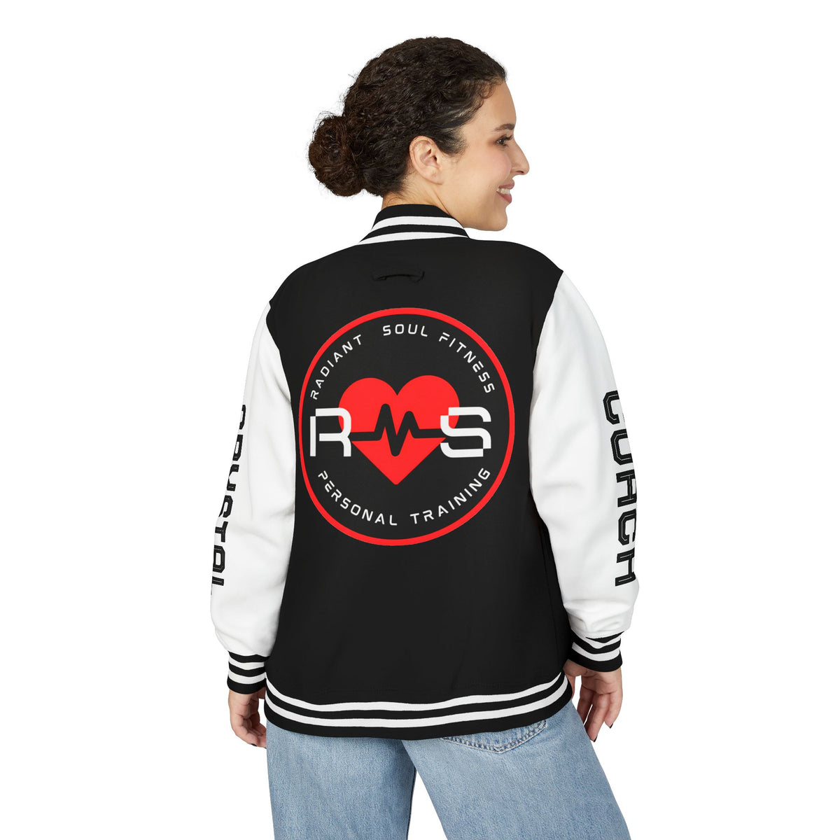 Coach Crystal Letterman Jacket – Radiant Soul Fitness Personal Trainer Jacket