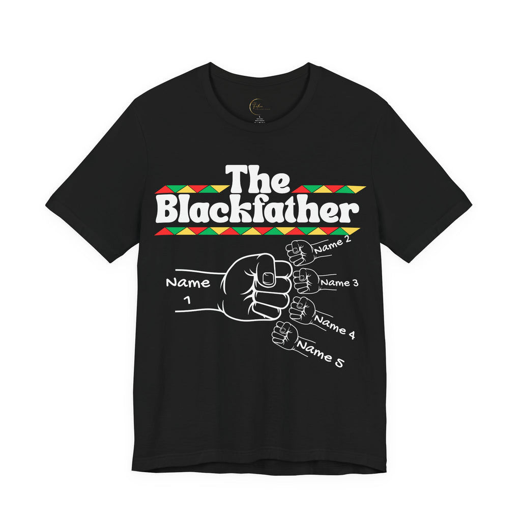 The Blackfather Personalized Fist Bump T-Shirt with 4 Sons/Daughters