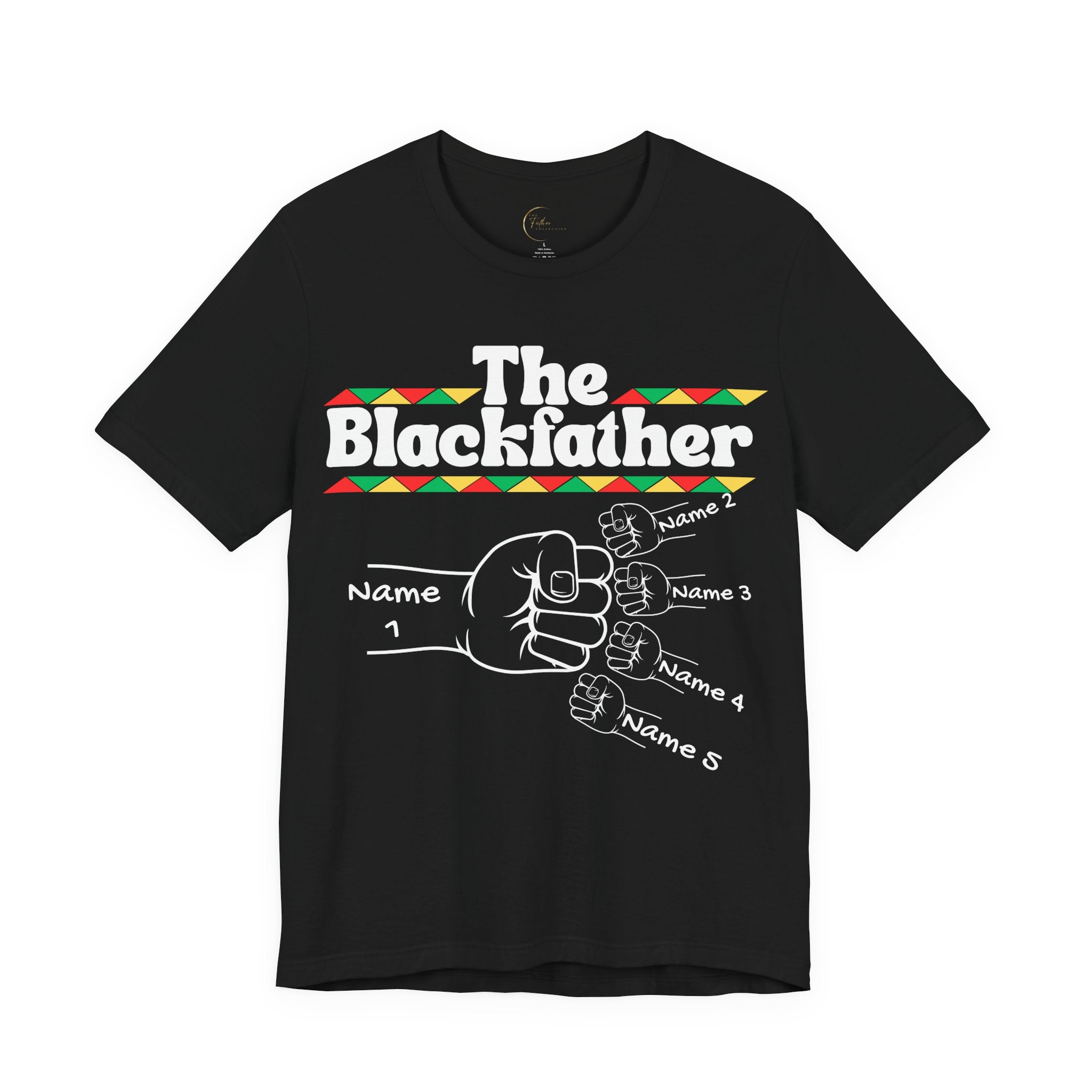 The Blackfather Personalized Fist Bump T-Shirt with 4 Sons/Daughters