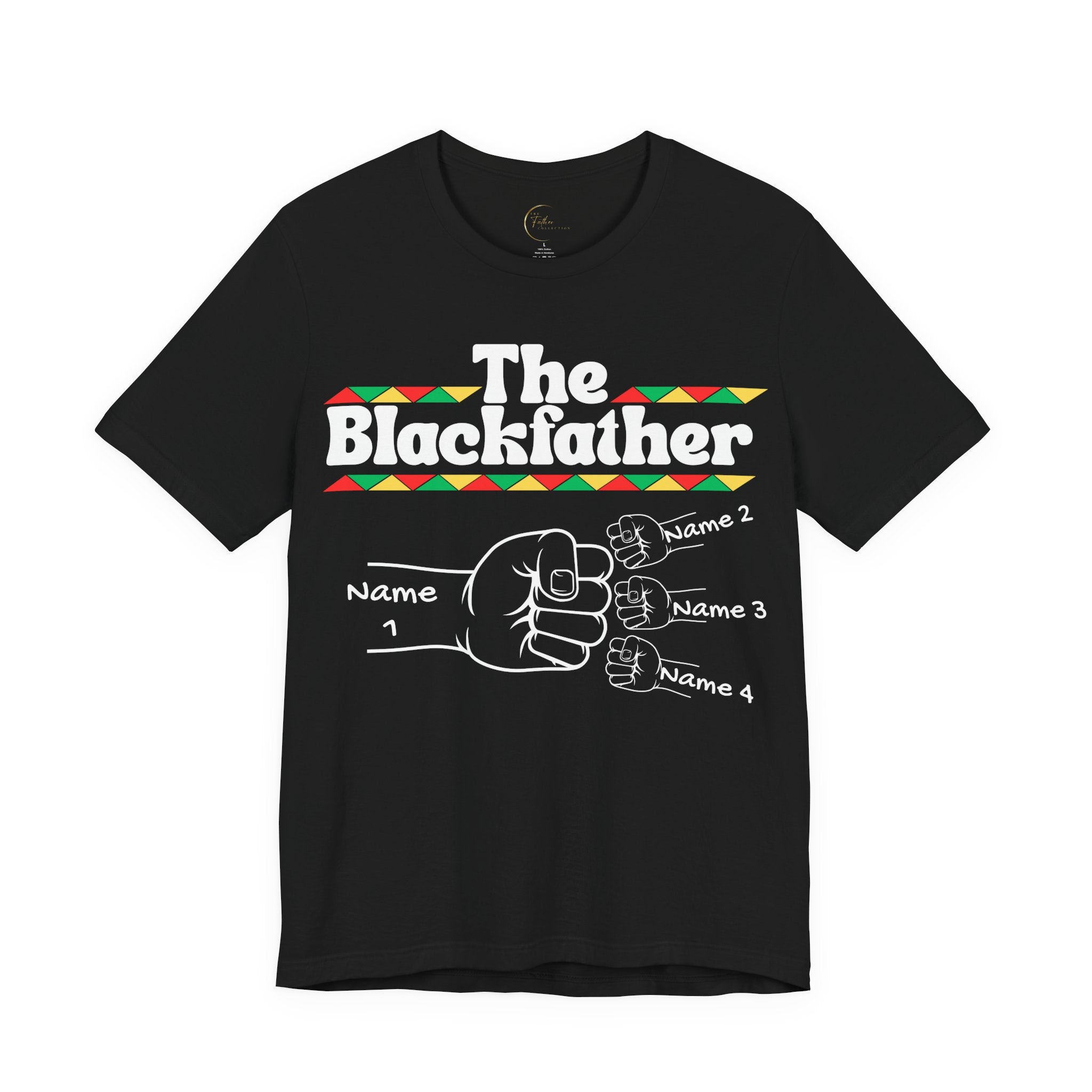 The Blackfather Personalized Tee – Custom Father & 3 Kids Fist Bump T-Shirt