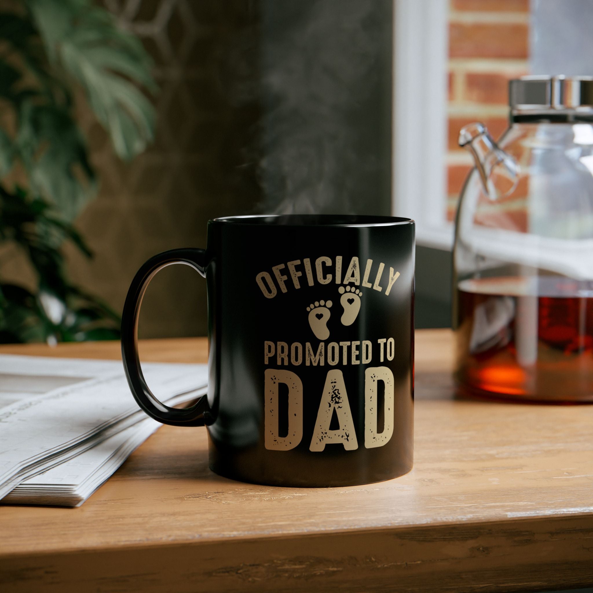 Officially Promoted to Dad Black Coffee Mug