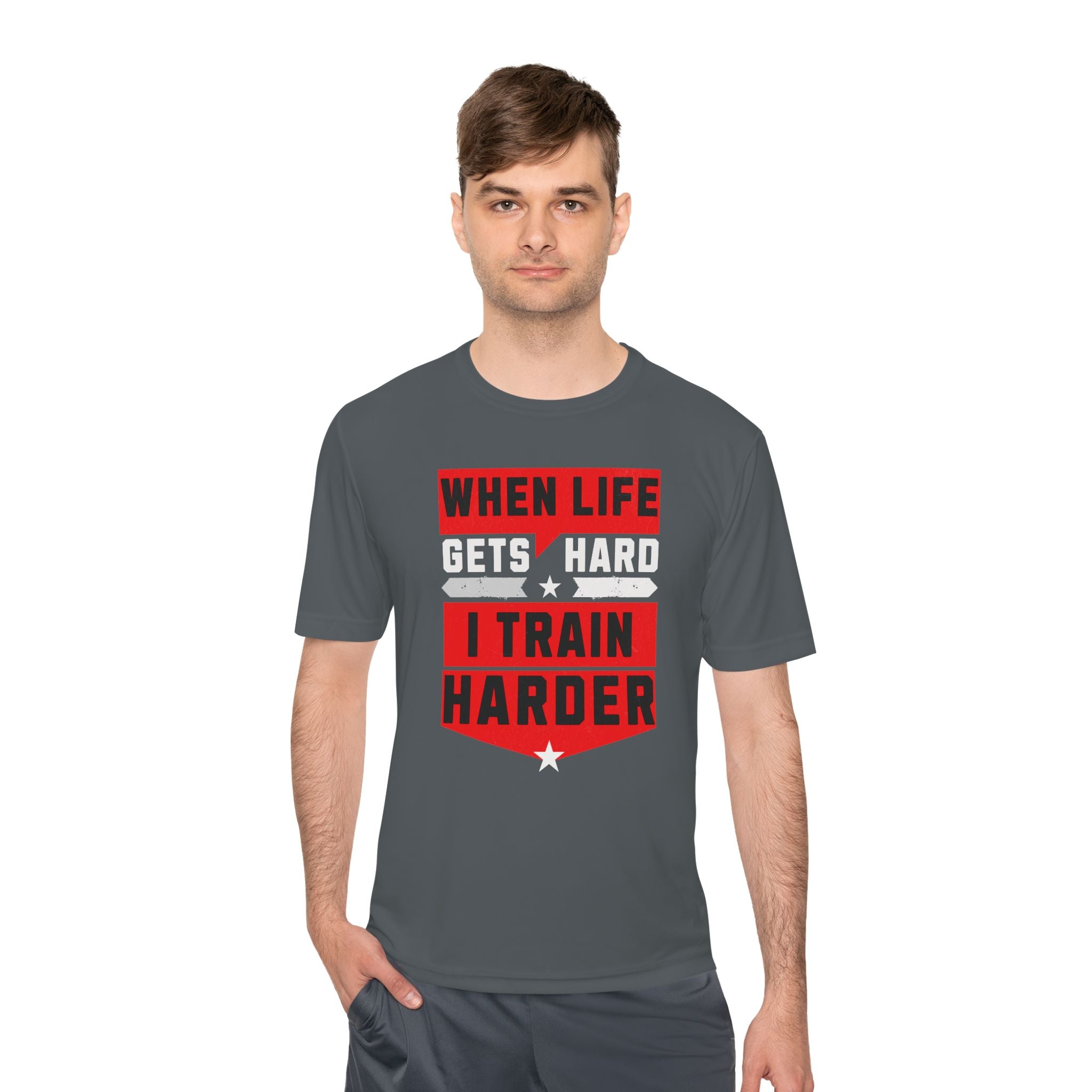 When Life Gets Hard I Train Harder Tee — Motivational Workout Shirt