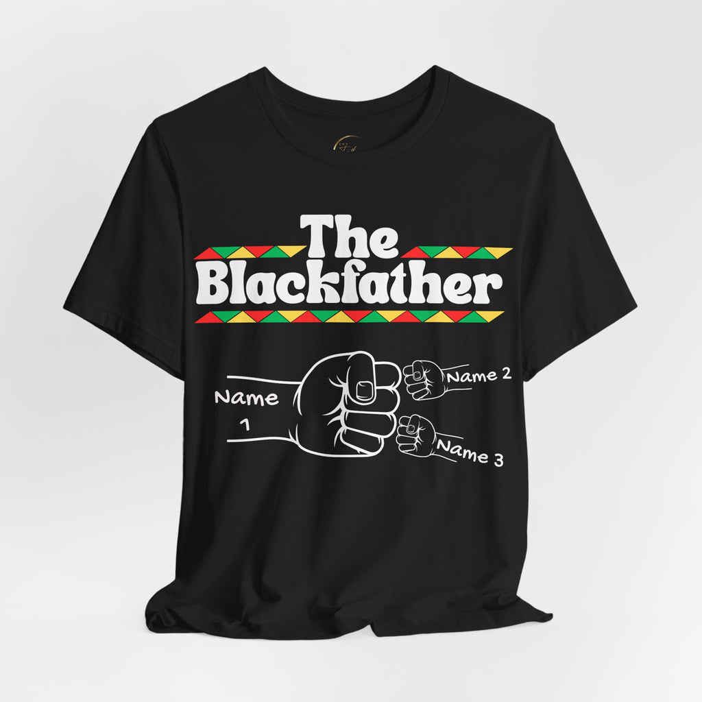 The Blackfather Personalized Fist Bump T-Shirt with 2 Sons/Daughters