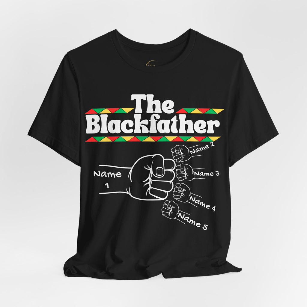 The Blackfather Personalized Fist Bump T-Shirt with 4 Sons/Daughters