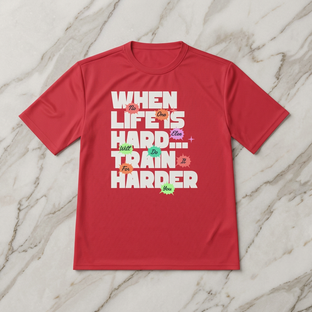 When Life Is Hard, Train Harder Tee — Dry Wick Tee