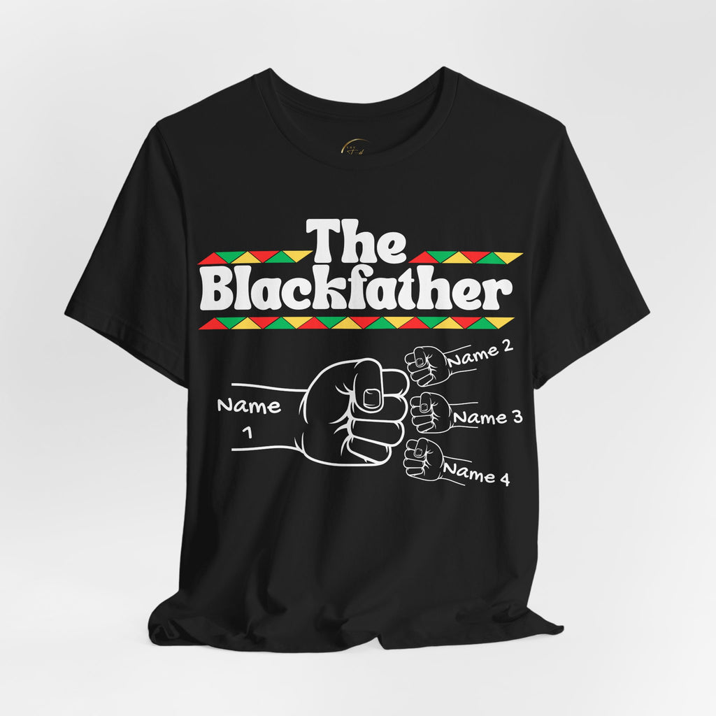 The Blackfather Personalized Tee – Custom Father & 3 Kids Fist Bump T-Shirt