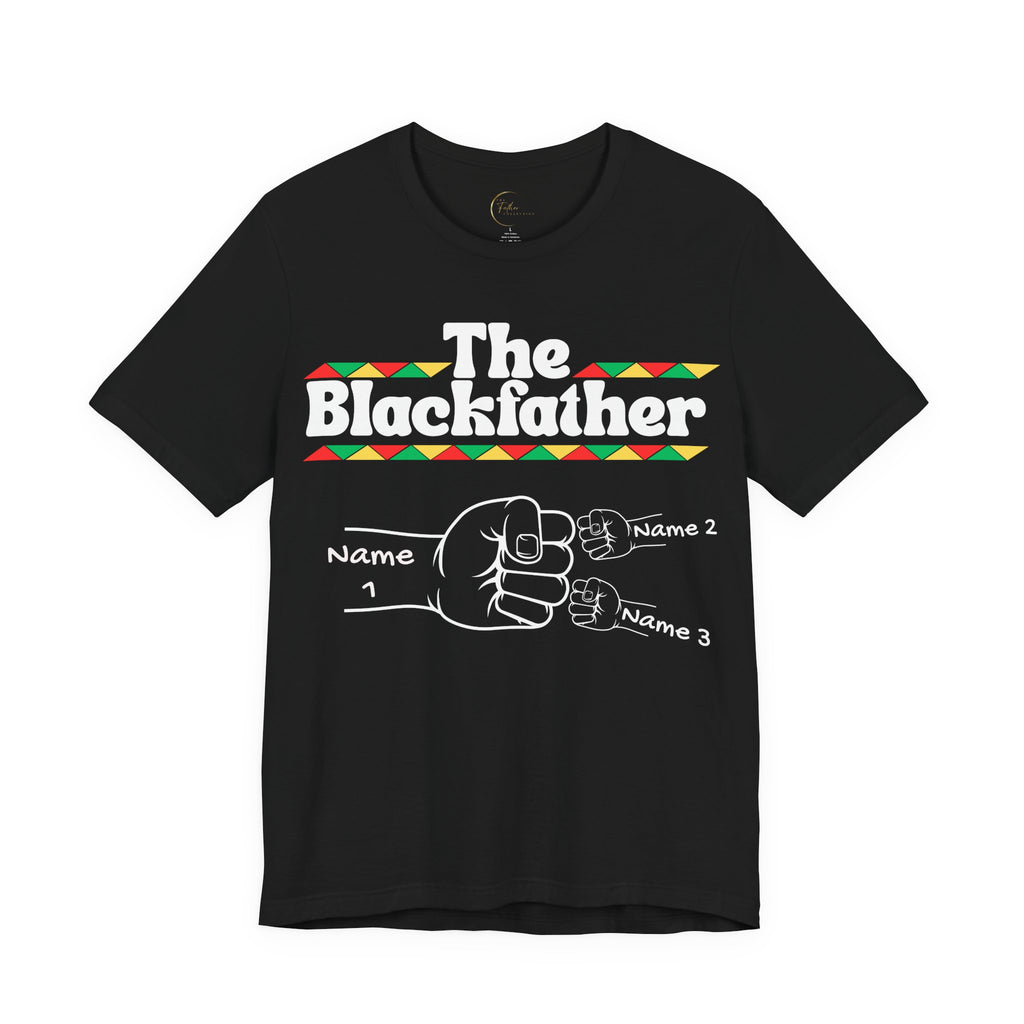 The Blackfather Personalized Fist Bump T-Shirt with 2 Sons/Daughters